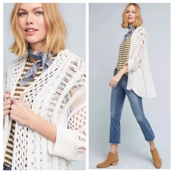 MOTH Open Knit Cardigan Sweater White Size Small NWT - Picture 2 of 2